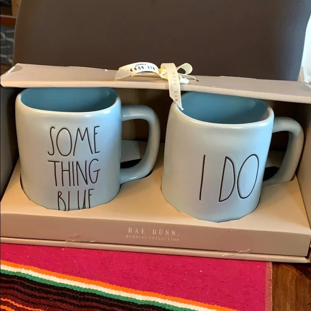 NWT! Rae Dunn Wedding Collection blue mugs